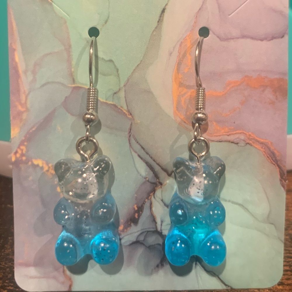 Clear/Blue Ombre Gummy Bear Earrings